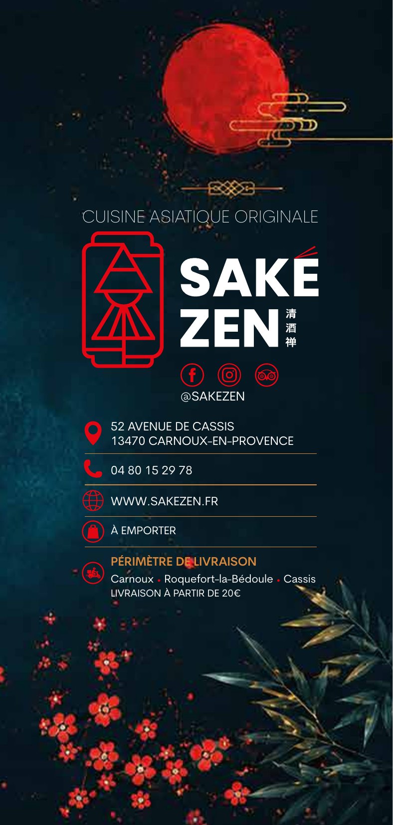Saké Zen — Couverture : cuisine asiatique originale, 52 avenue de Cassis, 13470 Carnoux-en-Provence